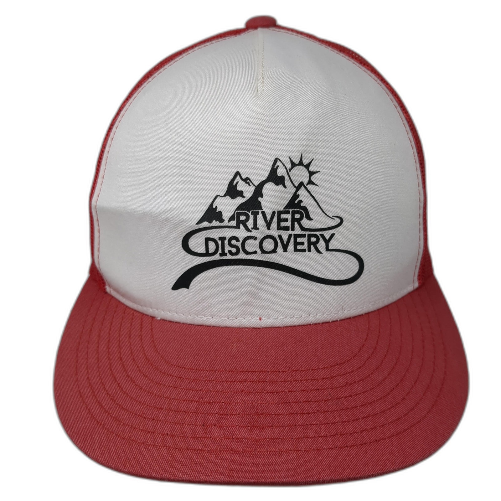 River Discovery Snapback Mesh Back Trucker Hat Red One Size Yupoong